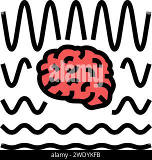 brainwaves neuroscience neurology color icon vector illustration Stock ...