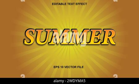 Editable text style effect - retro summer text in grunge style theme. vector illustration. Stock Vector