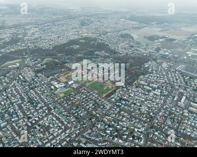 Aerial view of residential area Kingersheim, Mulhouse, Alsace, France. Stock Photo