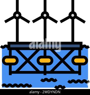 floating platform tidal power icon color illustration Stock Vector ...
