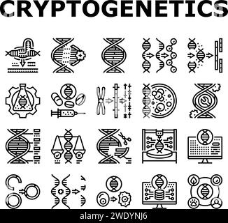 cryptogenetics dna gene helix icons set vector Stock Vector Image & Art ...