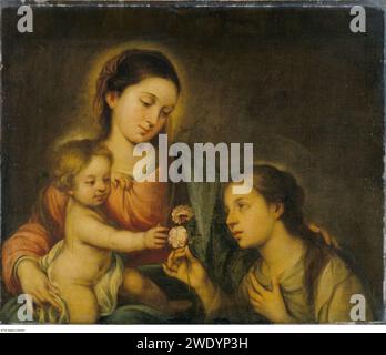 After Bartolomé-Esteban Murillo - The Virgin and Child with Saint Rose of Viterbo, P104. Stock Photo