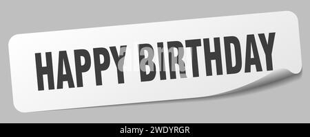 Birthday Sticker Rectangular happy birthday sticker. happy birthday rectangular label isolated on ...