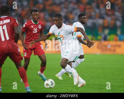 Highlights of the match between Côte d'Ivoire and Equatorial Guinea at the 2023 Africa Cup of Nations. Stock Photo