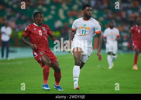 Highlights of the match between Côte d'Ivoire and Equatorial Guinea at the 2023 Africa Cup of Nations. Stock Photo