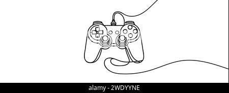 The game joystick is drawn in one continuous line Stock Vector