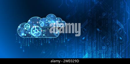 Cloud computing concept.Abstract connection technology background. Hand drawn vector. Stock Vector