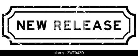 Grunge black new release word with star icon round rubber seal stamp on ...