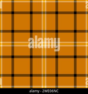 Minimal vector plaid texture, nostalgia textile background seamless. Horizontal tartan pattern check fabric in orange and amber color. Stock Vector