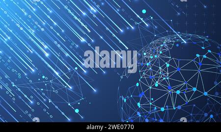 Futuristic technology background. Plexus structure business presentation, big data network visualization concept.  Hand drawn vector. Stock Vector
