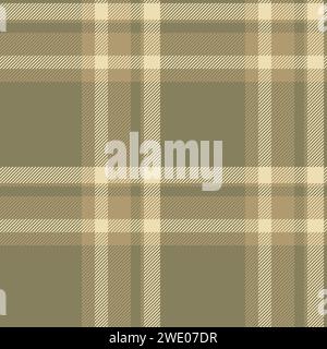 Geometrical tartan fabric vector, fashionable background seamless texture. Hunter check textile plaid pattern in yellow and amber colors. Stock Vector