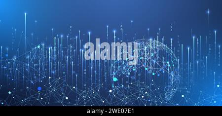 Futuristic technology background. Plexus structure business presentation, big data network visualization concept.  Hand drawn vector. Stock Vector