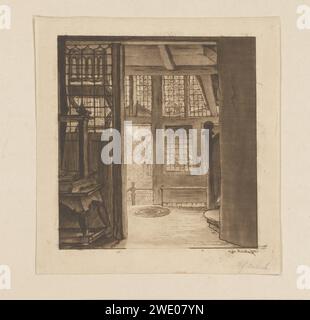 Interior of the house of Rembrandt, widow Dietrich, after Rembrandt van Rijn, 1817 print The print is loose in an album, see page 84. Amsterdam paper etching interior of the house Stock Photo