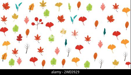 Autumn elements set decoration . Background banner border isolated vector illustration design Stock Vector