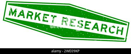 Grunge green market research word hexagon rubber seal stamp on white background Stock Vector