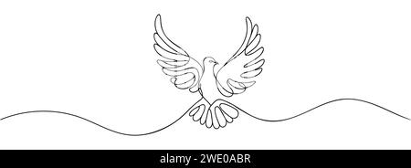 dove drawn in a continuous single line Stock Vector