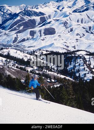 Female skier at Sun Valley resort; Sun Valley; Idaho: USA Stock Photo