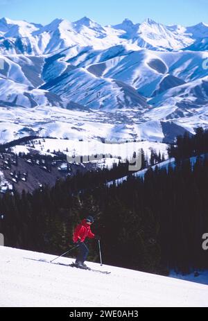 Male teenage skier at Sun Valley resort; Sun Valley; Idaho: USA Stock Photo