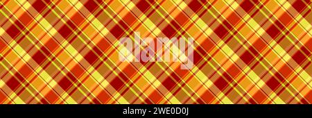 London plaid pattern check, honey vector tartan background. Back to school seamless fabric texture textile in orange and red color. Stock Vector
