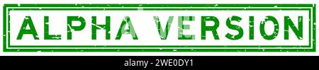 Grunge green alpha version word square rubber seal stamp on white background Stock Vector