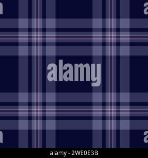 Plaid vector check of tartan textile texture with a fabric background pattern seamless in blue and dark colors. Stock Vector