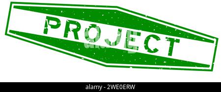Grunge green project word hexagon rubber seal stamp on white background Stock Vector