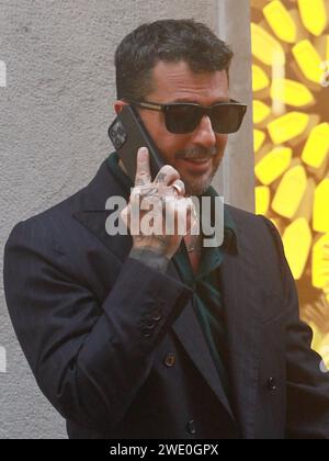 Milan, . 22nd Jan, 2024. 01/22/2024 Milan Ph.Paolo Della Bella Fabrizio Corona after having lunch at the 'Il Salumaio' restaurant in via Montenapoleone, walks with a friend and then gets into the powerful 'Bentley' parked on the pavement under a no-parking permit. Credit: Independent Photo Agency/Alamy Live News Stock Photo