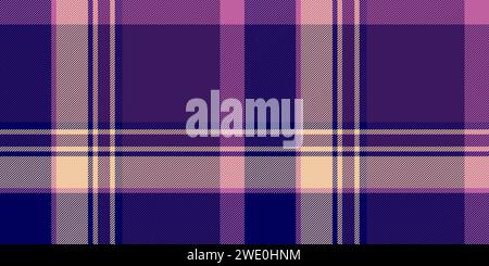 String pattern texture plaid, difficult vector background tartan. Free textile check fabric seamless in violet and blue color. Stock Vector