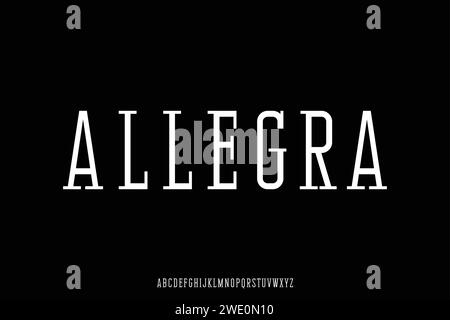 Elegant condensed slab serif alphabet display font vector. Fashion typography style Stock Vector