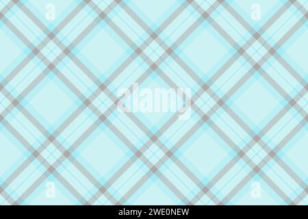 Handkerchief fabric texture plaid, internet pattern vector textile. Feminine seamless tartan check background in light and cyan colors. Stock Vector