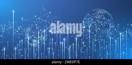 Futuristic technology background. Plexus structure business presentation, big data network visualization concept.  Hand drawn vector. Stock Vector