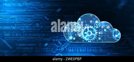 Cloud computing concept.Abstract connection technology background. Hand drawn vector. Stock Vector