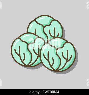 Brussels sprouts isolated design vector icon. Vegetable sign. Graph symbol for food and drinks web site, apps design, mobile apps and print media, log Stock Vector