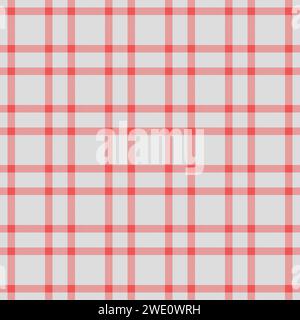 Pastel tartan texture seamless, elegance fabric pattern check. Damask vector plaid background textile in gainsboro and red color. Stock Vector
