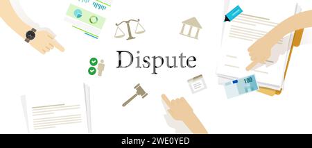 Dispute and conflict resolution mediation concept in law legal disputes Stock Vector