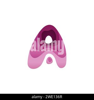 Multi layers papercut effect letter A isolated on white background. Vector illustration Stock Vector