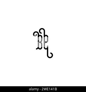 BE simple curved concept initial logo design black and white background Stock Vector