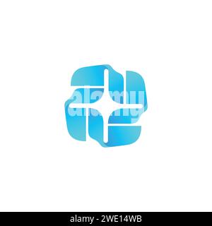 Abstract Cycle logo twisted blue vector design template. Vector illustration Stock Vector