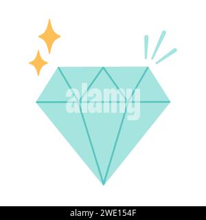 Diamond icon. Cartoon illustration of diamond. Simple Hand Drawn. Retro style. flat vector illustration Stock Vector
