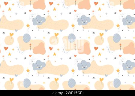Bohemian baby pattern. Seamless baby pattern in boho style. Stock Vector