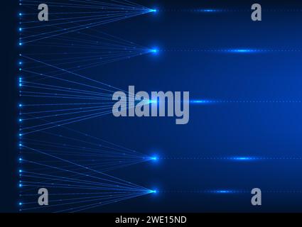 Big data technology The diverging and connecting lines represent the collection of digital data transmitted over the Internet. Innovation data future, Stock Vector