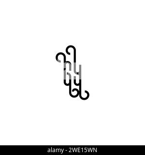 GY simple curved concept initial logo design black and white background Stock Vector