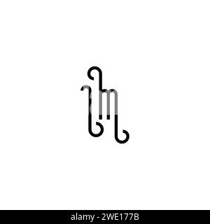 IM simple curved concept initial logo design black and white background Stock Vector