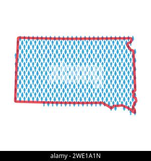 South Dakota population map. Stick figures people map with bold red translucent state border. Pattern of men and women icons. Isolated vector illustra Stock Vector