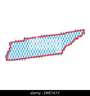 Tennessee population map. Stick figures people map with bold red translucent state border. Pattern of men and women icons. Isolated vector illustratio Stock Vector