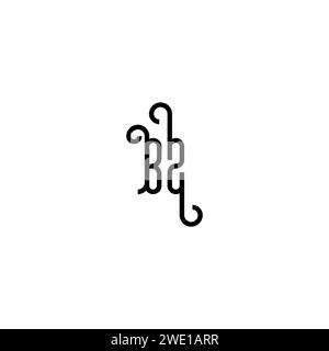 BZ simple curved concept initial logo design black and white background Stock Vector