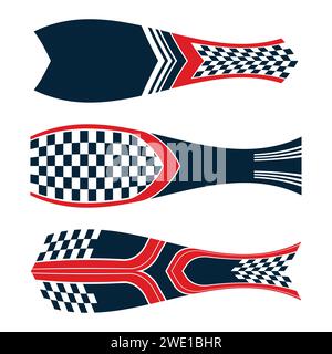Red and blue sport car warp decals Stock Vector