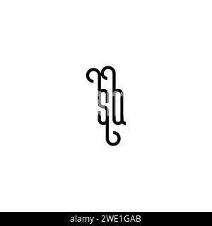 SQ simple curved concept initial logo design black and white background Stock Vector