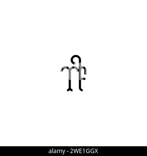 TF simple curved concept initial logo design black and white background Stock Vector