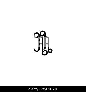 AA simple curved concept initial logo design black and white background Stock Vector